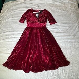 Modcloth Trixie Velvet Wine Midi Dress